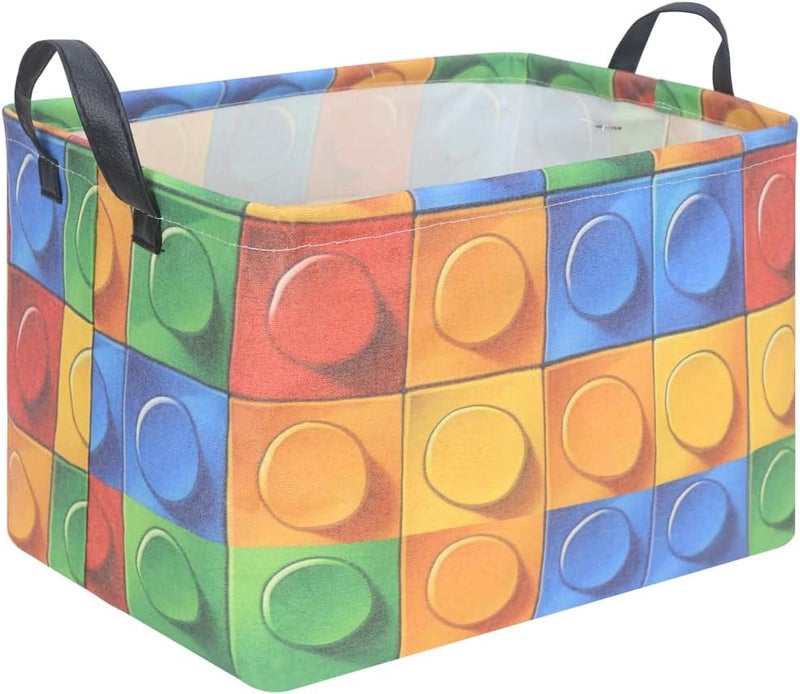 FXOCSHE FXOLCSHE Building brick Basket,Building block book storage box,Laundry hamper,Waterproof foldable Kid's laundry basket,Shelf box,Baby Room decor(Building block) - Image 1